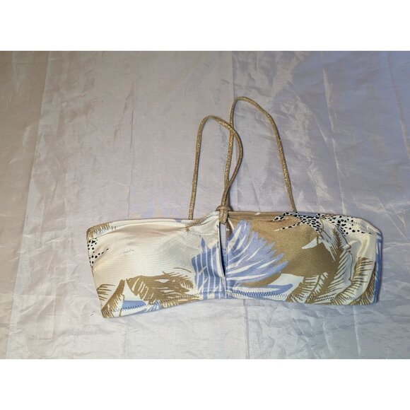 Aerie Other - Aerie Women's Size Small Bandeau Blue And Gold Key Hole Swim Top (1106)
